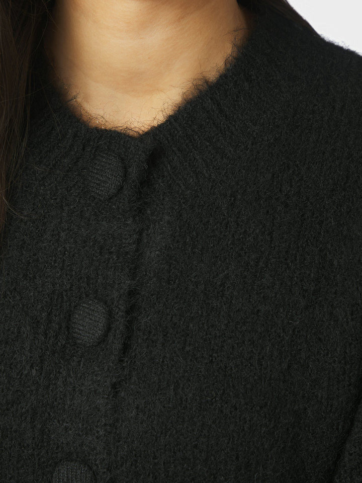 NEO NOIR - Gio Fluffy Knit Cardigan - Black