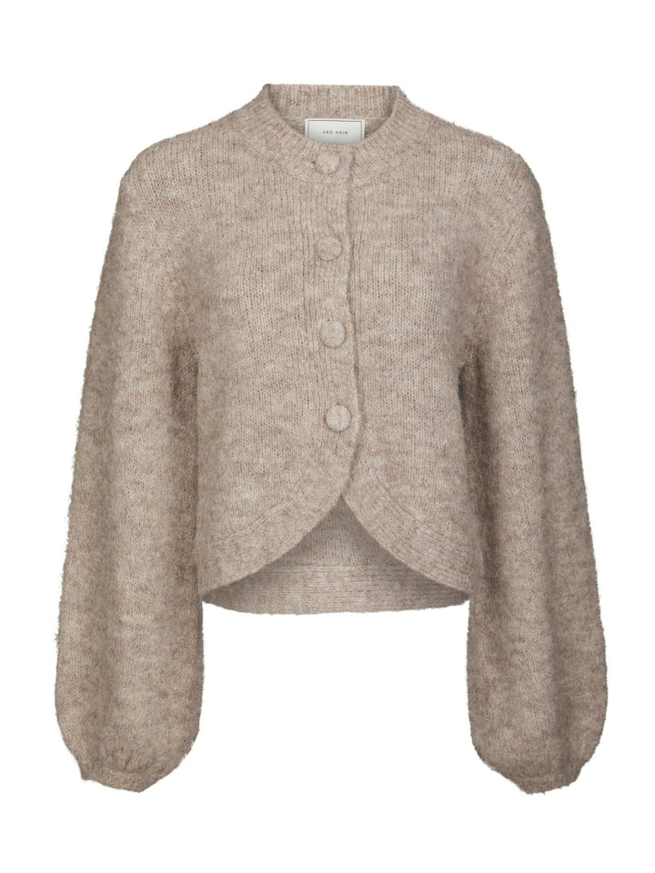 NEO NOIR - Gio Fluffy Knit Cardigan - Beige Melange