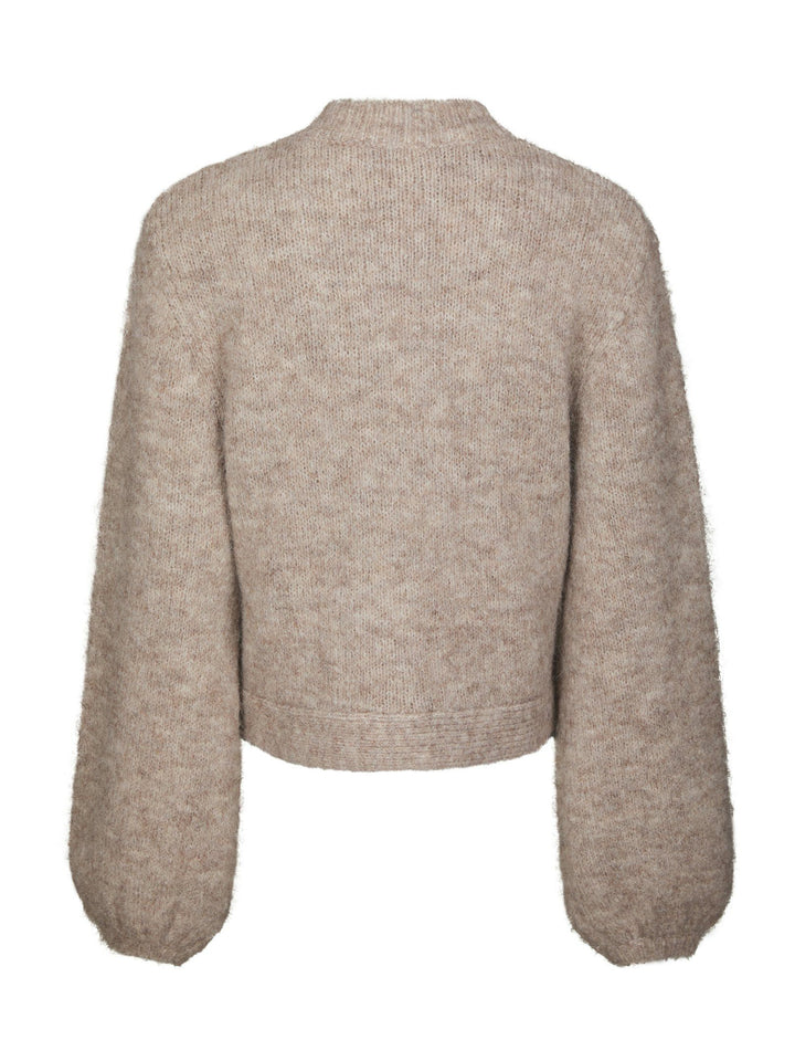 NEO NOIR - Gio Fluffy Knit Cardigan - Beige Melange