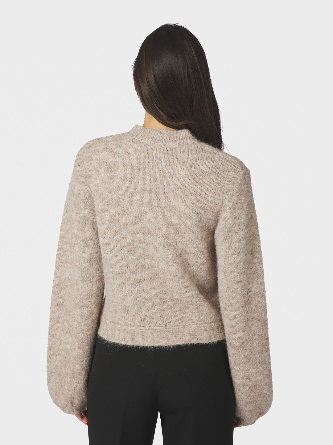 NEO NOIR - Gio Fluffy Knit Cardigan - Beige Melange