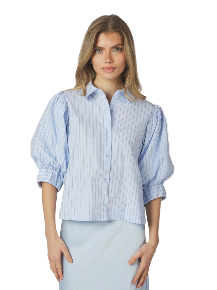 Neo Noir - Etta Striped Stone Shirt - Light Blue