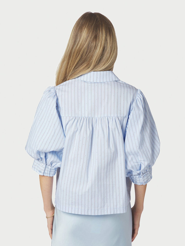 Neo Noir - Etta Striped Stone Shirt - Light Blue