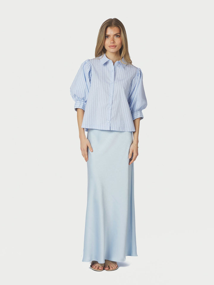 Neo Noir - Etta Striped Stone Shirt - Light Blue