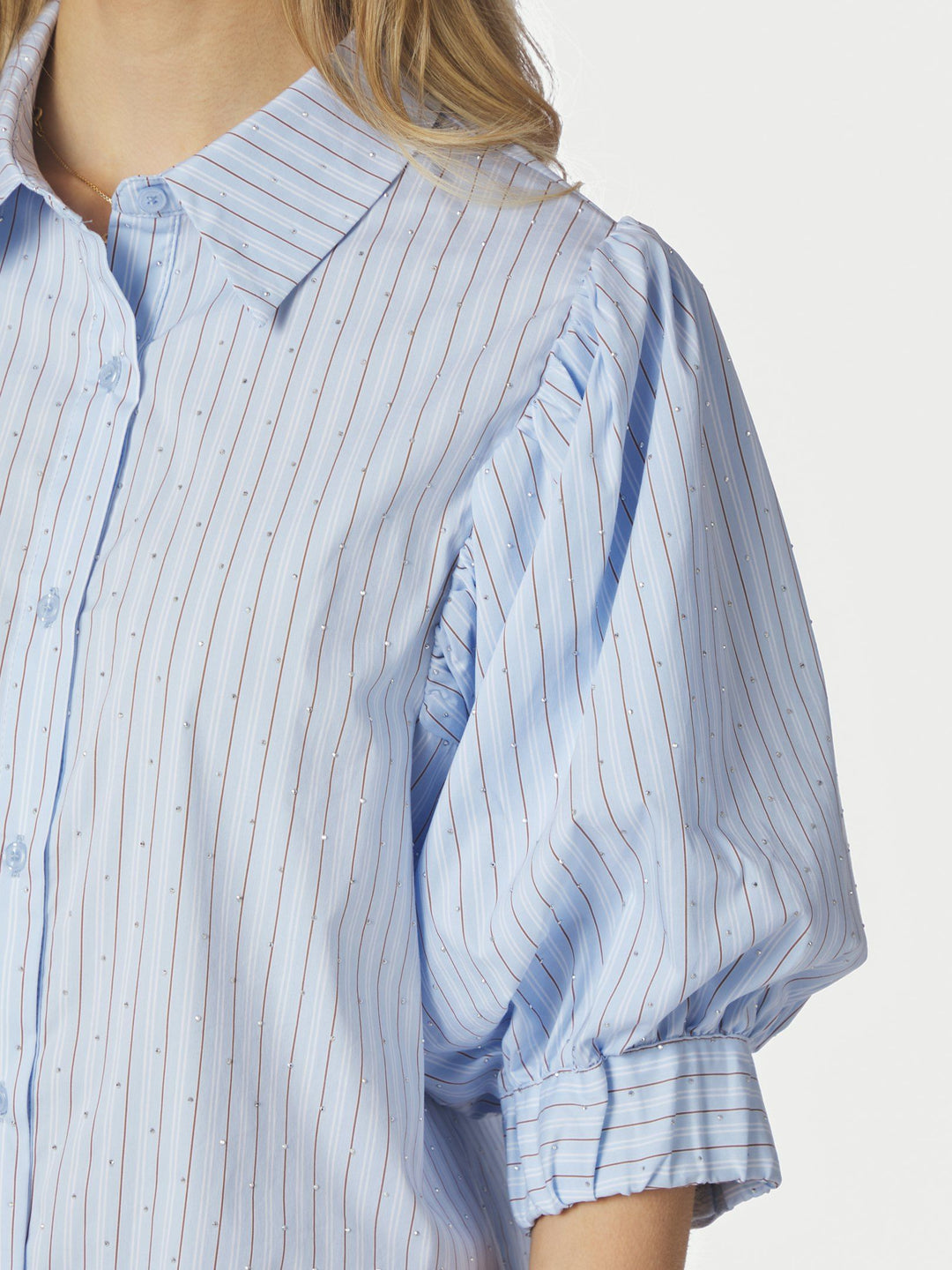Neo Noir - Etta Striped Stone Shirt - Light Blue