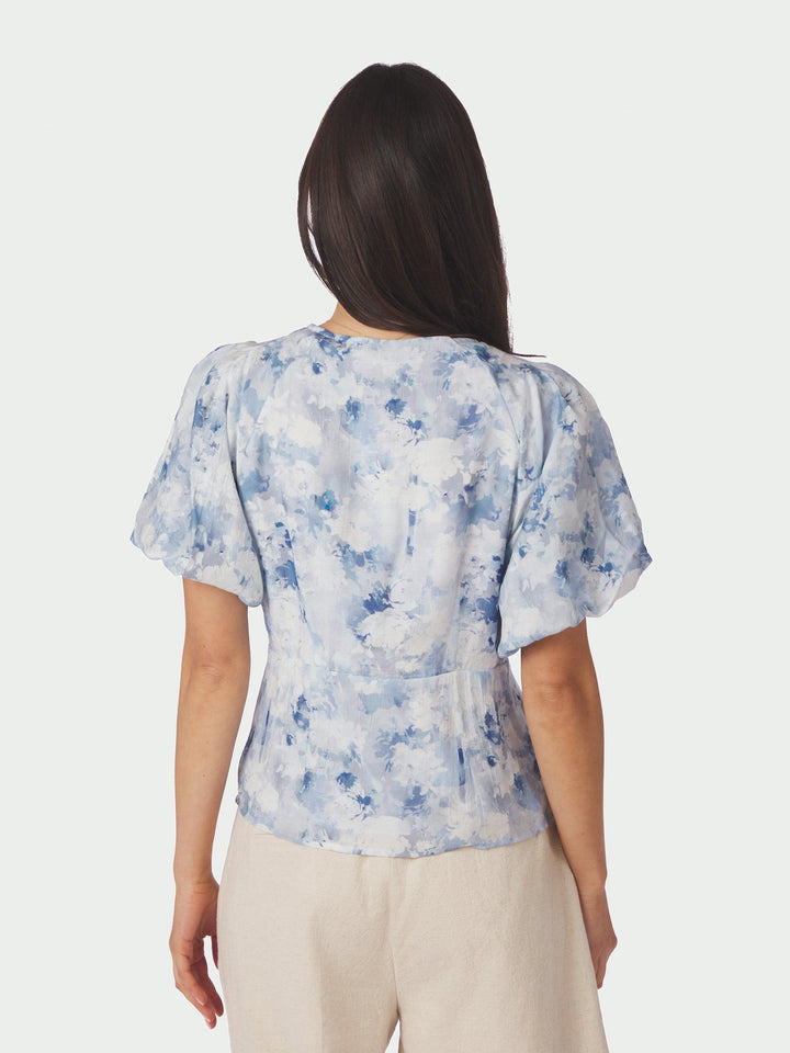 Neo Noir - Irina Floral Fusion Blouse - Blue