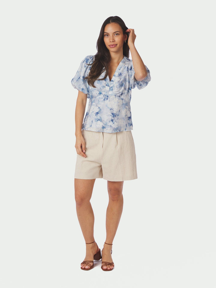 Neo Noir - Irina Floral Fusion Blouse - Blue