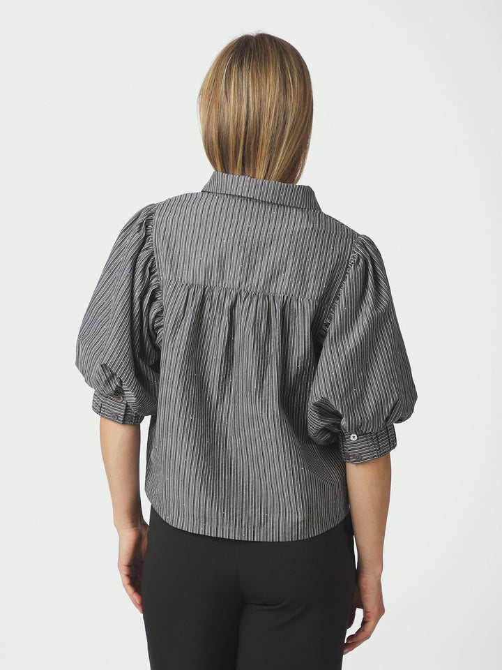 Neo Noir - Etta Striped Stone Shirt - Dark Grey