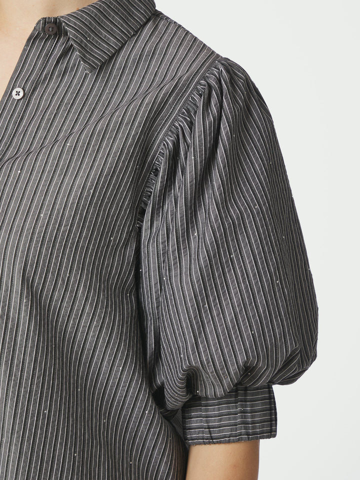 Neo Noir - Etta Striped Stone Shirt - Dark Grey