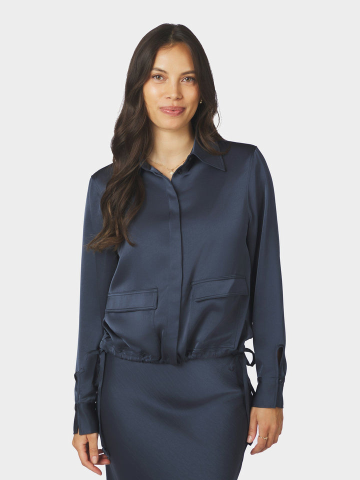 Neo Noir - Manille Heavy Sateen Shirt - Midnight Blue