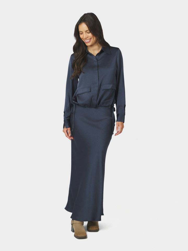 Neo Noir - Manille Heavy Sateen Shirt - Midnight Blue