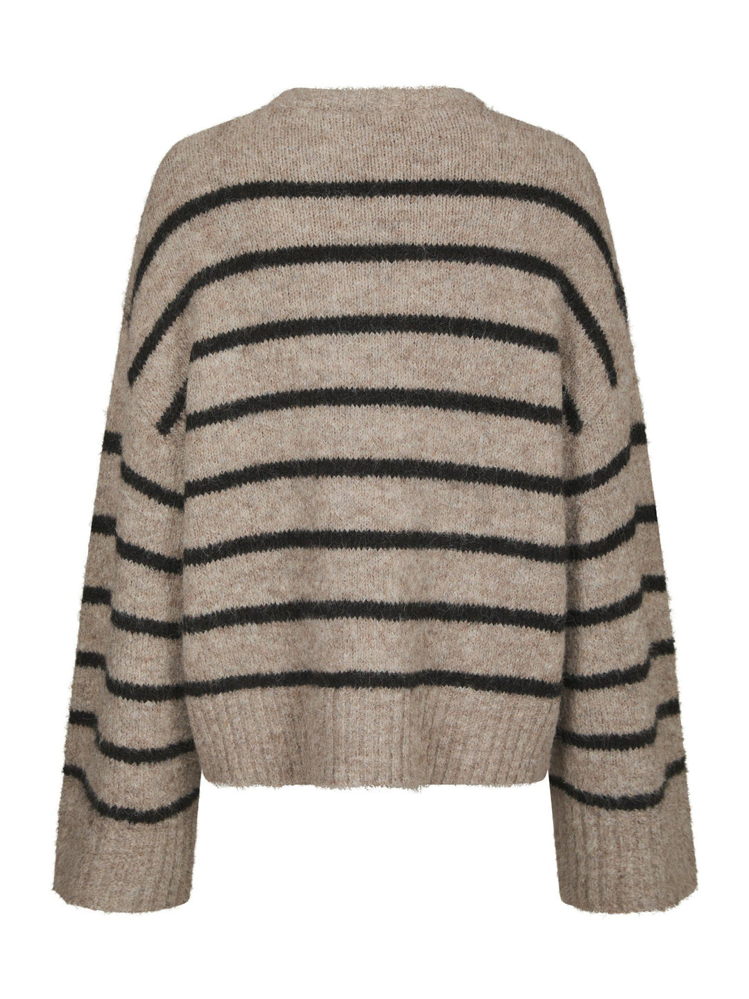 Neo Noir - Roeme Fluffy Stripe Knit - Beige Melange