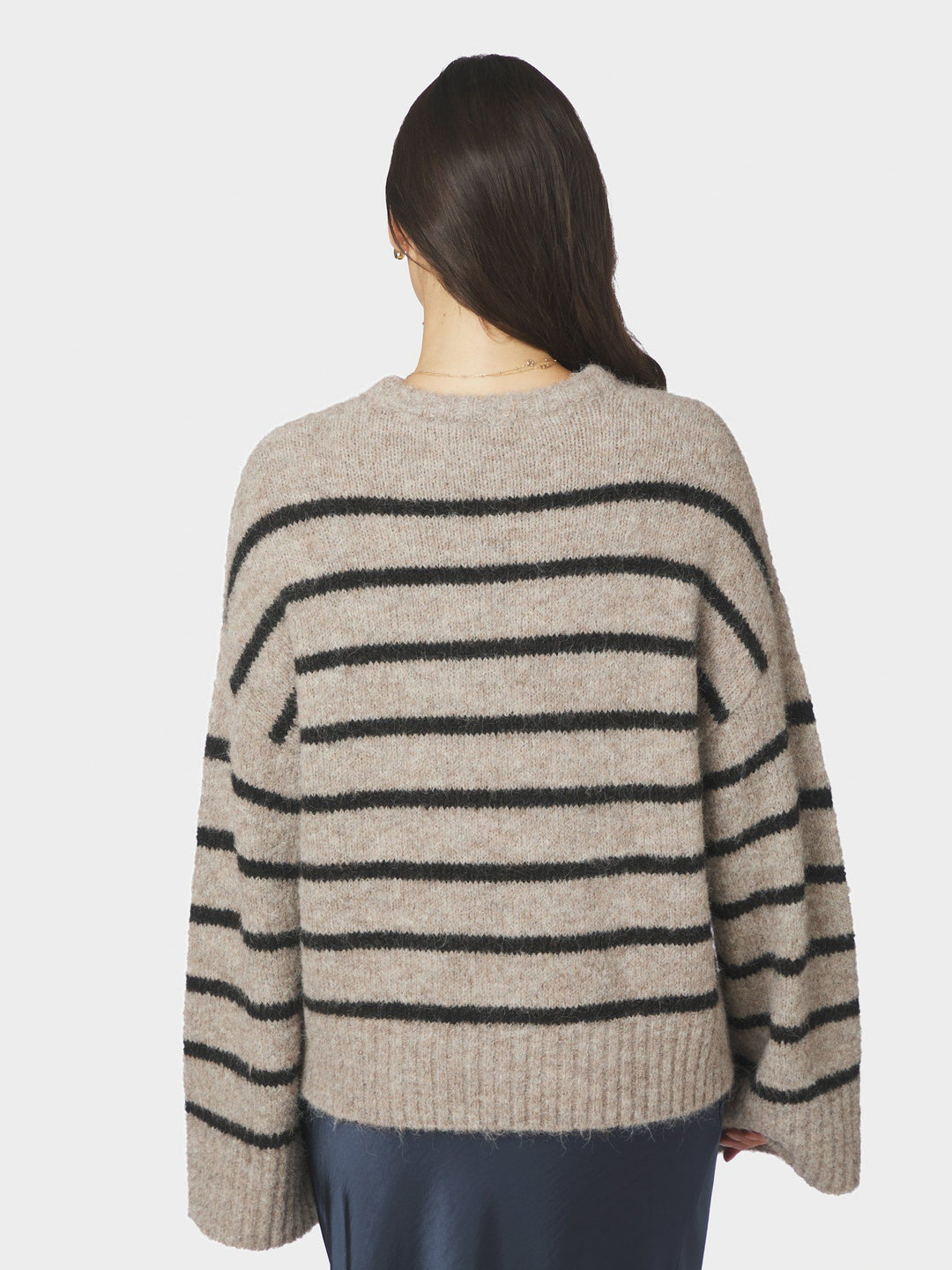 Neo Noir - Roeme Fluffy Stripe Knit - Beige Melange