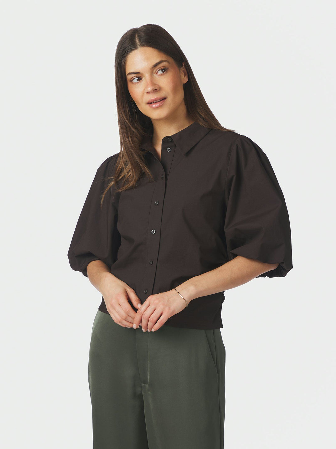 NEO NOIR - Ismara Solid Shirt - Dark Brown