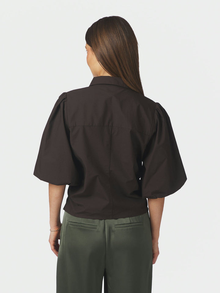 NEO NOIR - Ismara Solid Shirt - Dark Brown