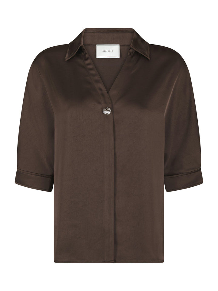 Neo Noir - Carm Heavy Sateen Shirt - Dark Brown