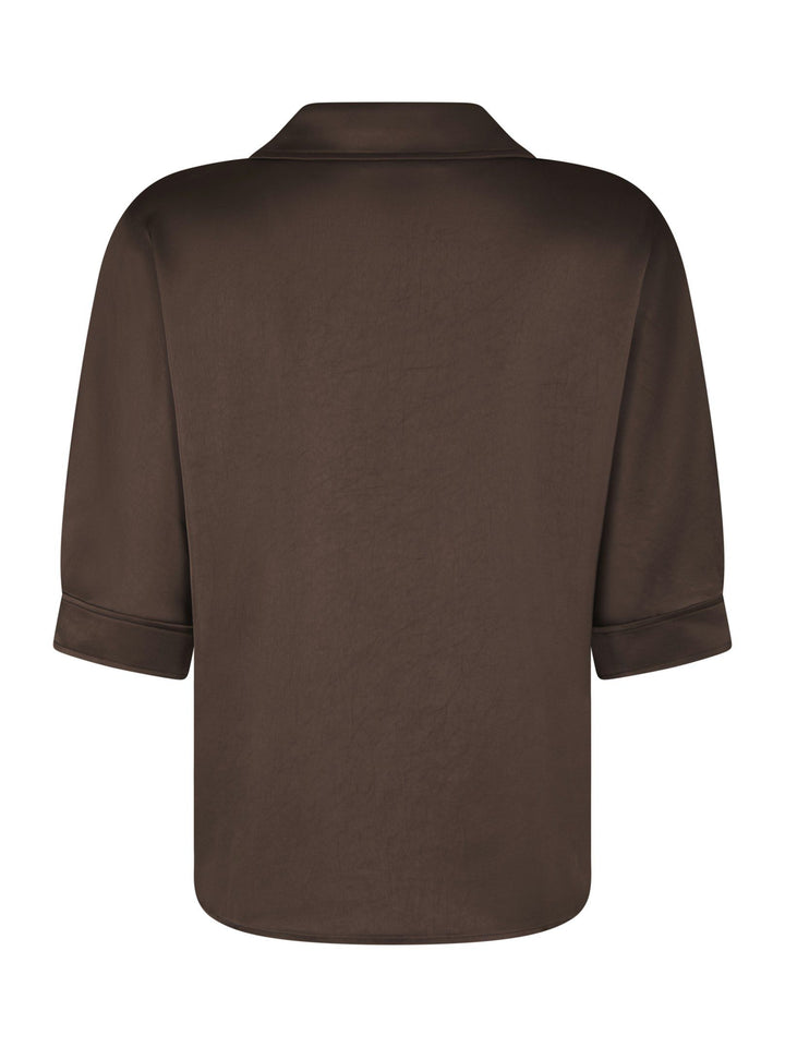 Neo Noir - Carm Heavy Sateen Shirt - Dark Brown