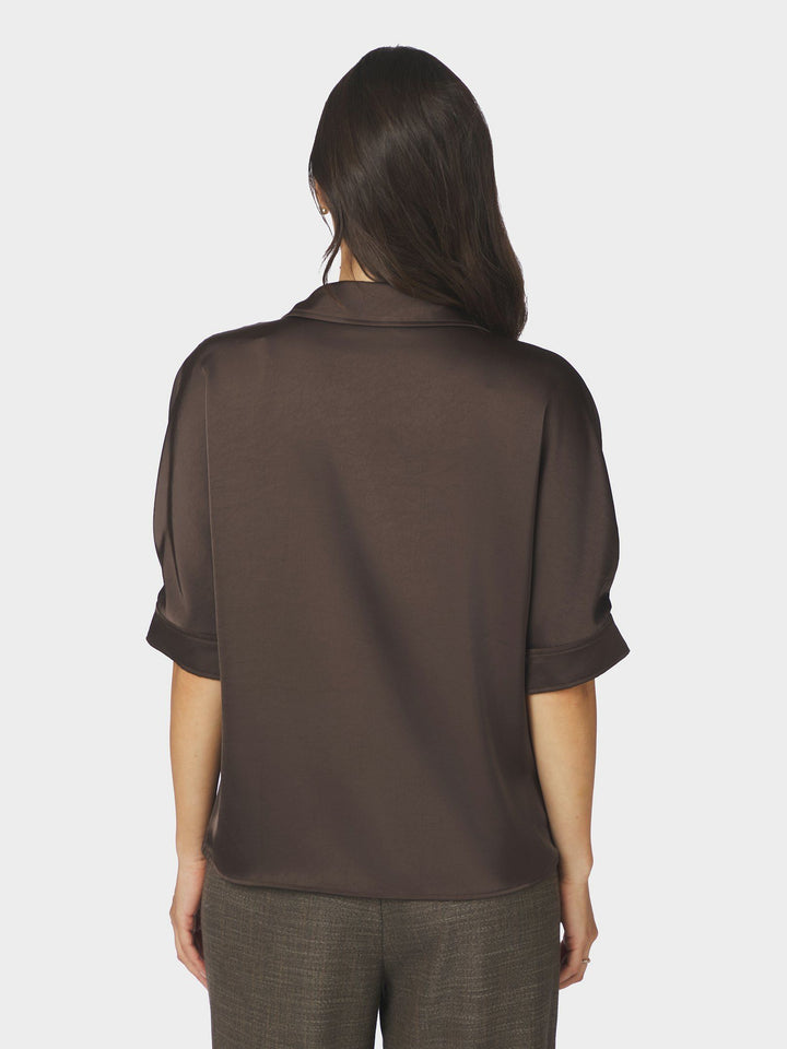 Neo Noir - Carm Heavy Sateen Shirt - Dark Brown