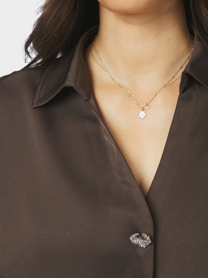 Neo Noir - Carm Heavy Sateen Shirt - Dark Brown