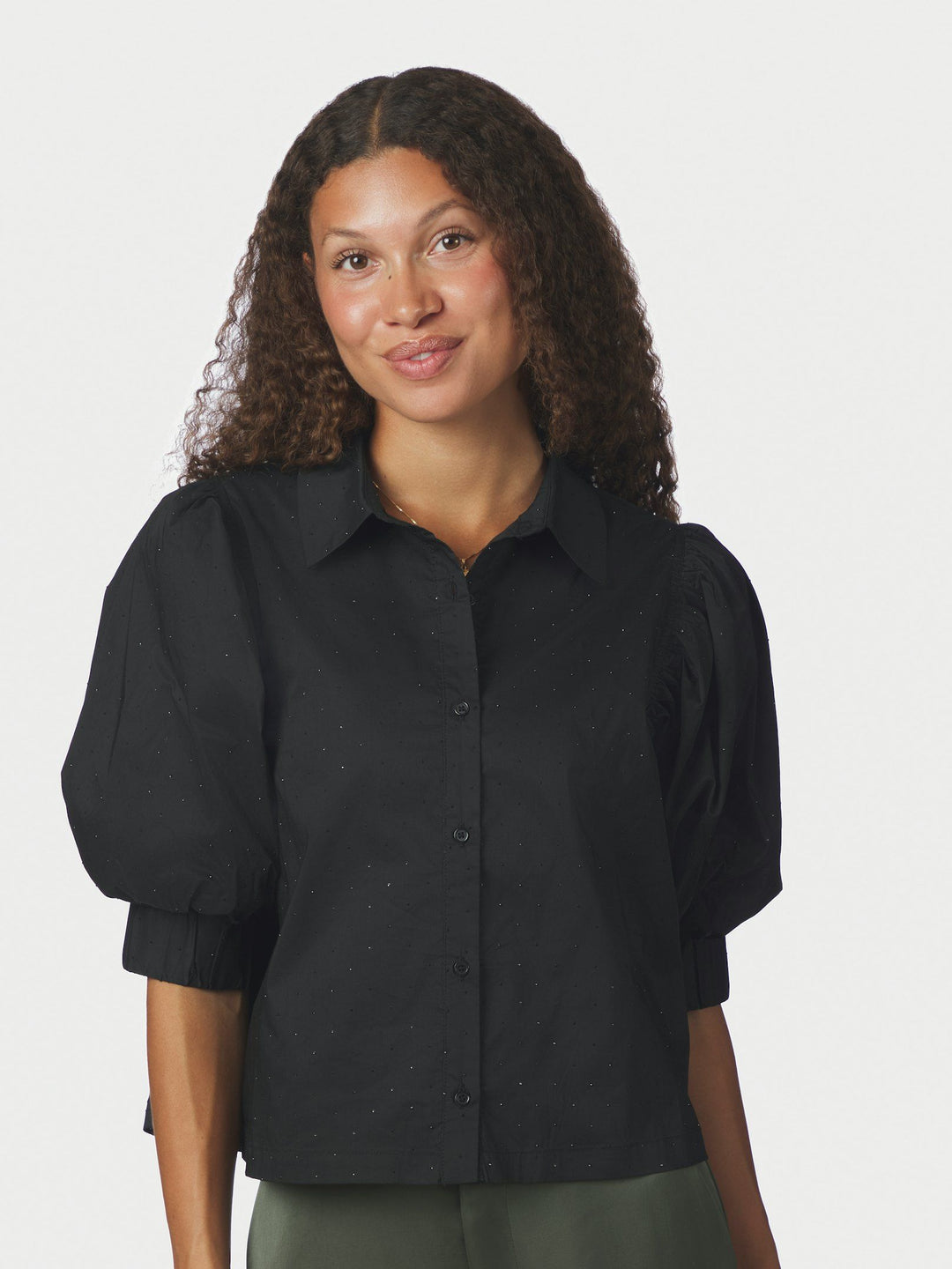 Neo Noir - Etta Poplin Bedazz Shirt - Black