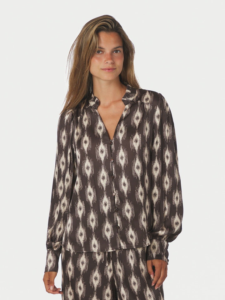 Neo Noir - Massima Ikat Blouse - Dark Brown