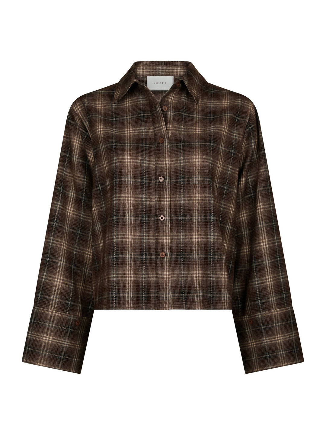Neo Noir - Jaylin Flannel Check Shirt - Dark Taupe