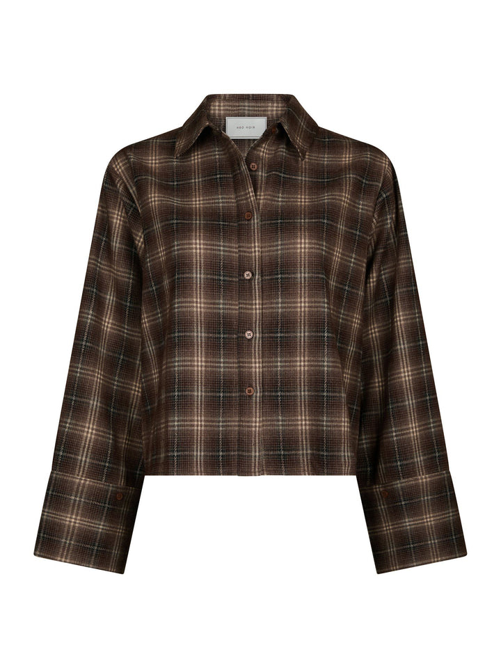 Neo Noir - Jaylin Flannel Check Shirt - Dark Taupe