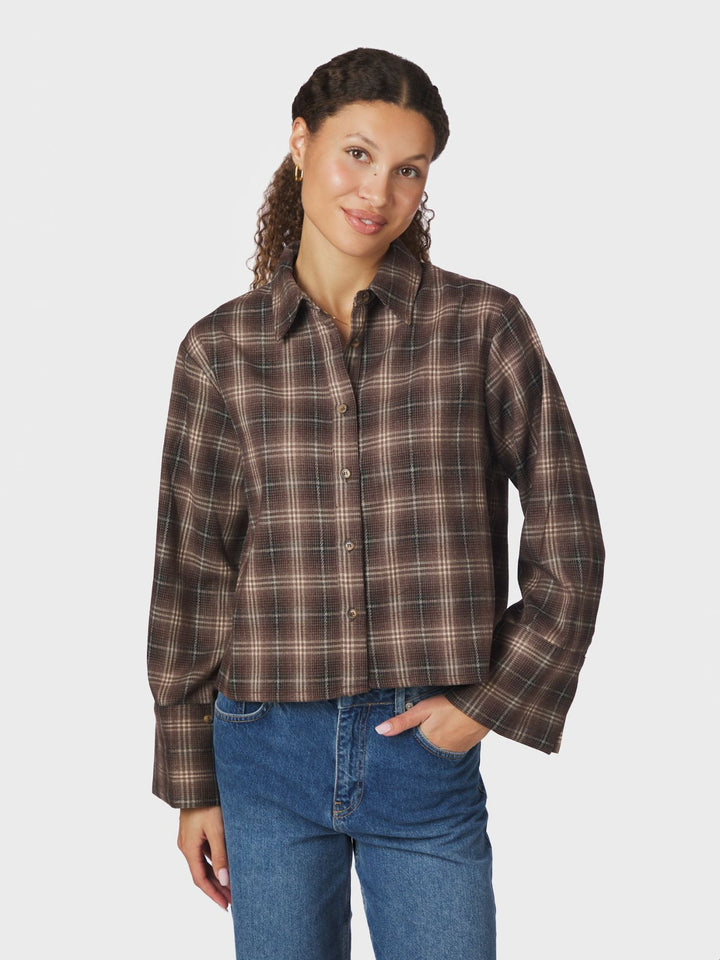 Neo Noir - Jaylin Flannel Check Shirt - Dark Taupe