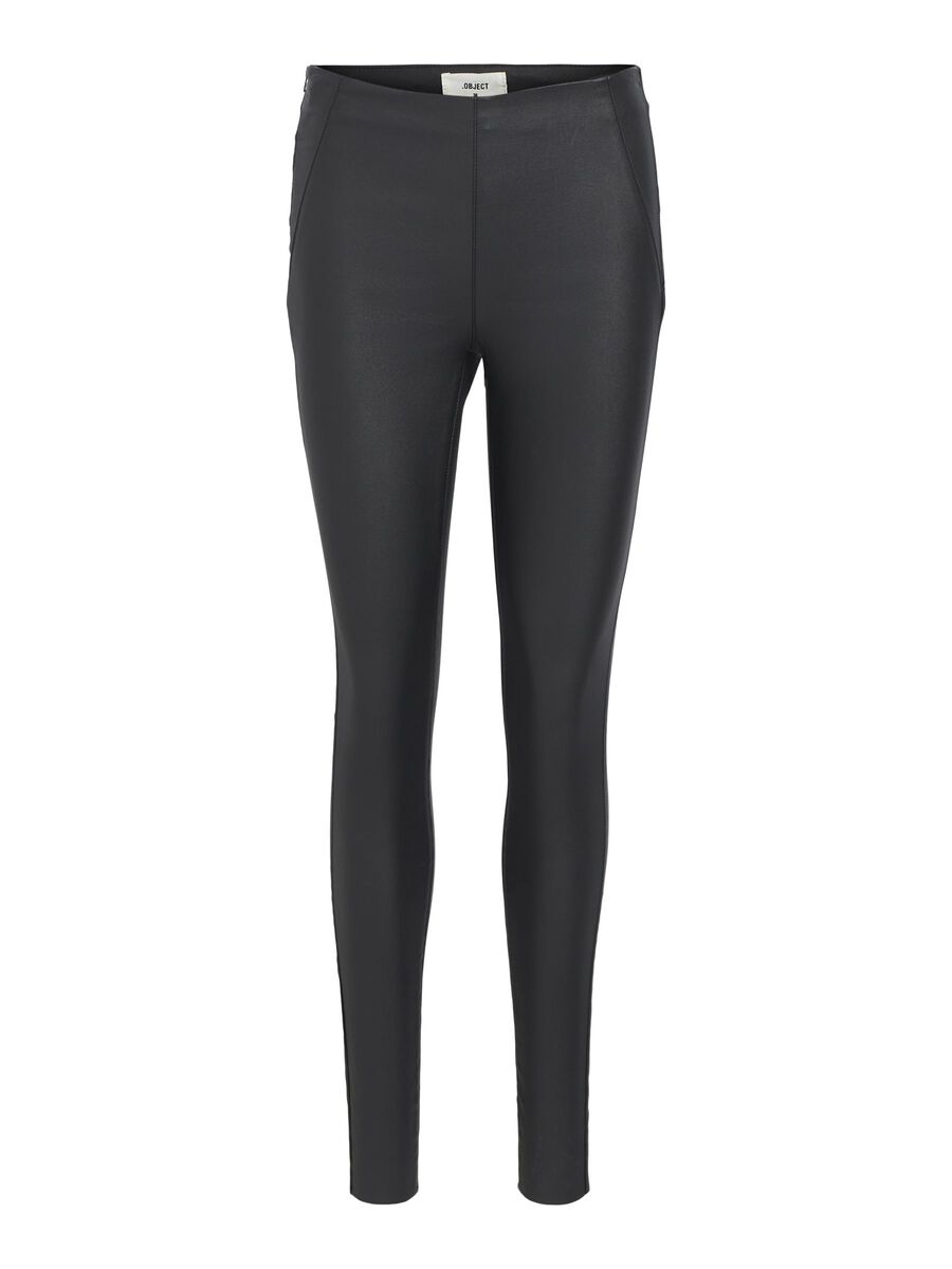 BELLE - Coated Leggings - Svart