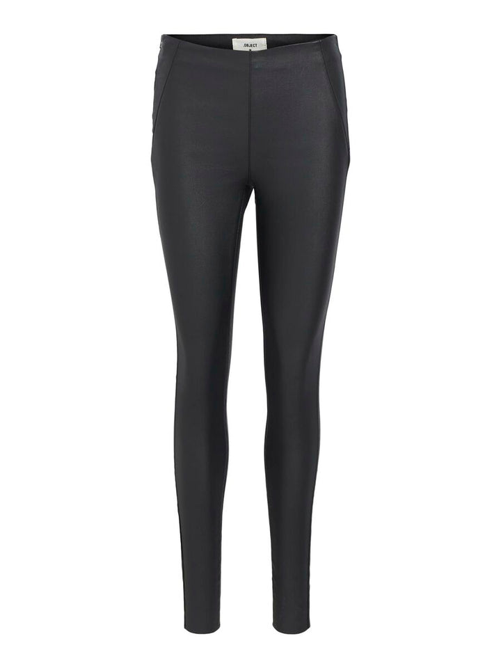 BELLE - Coated Leggings - Svart