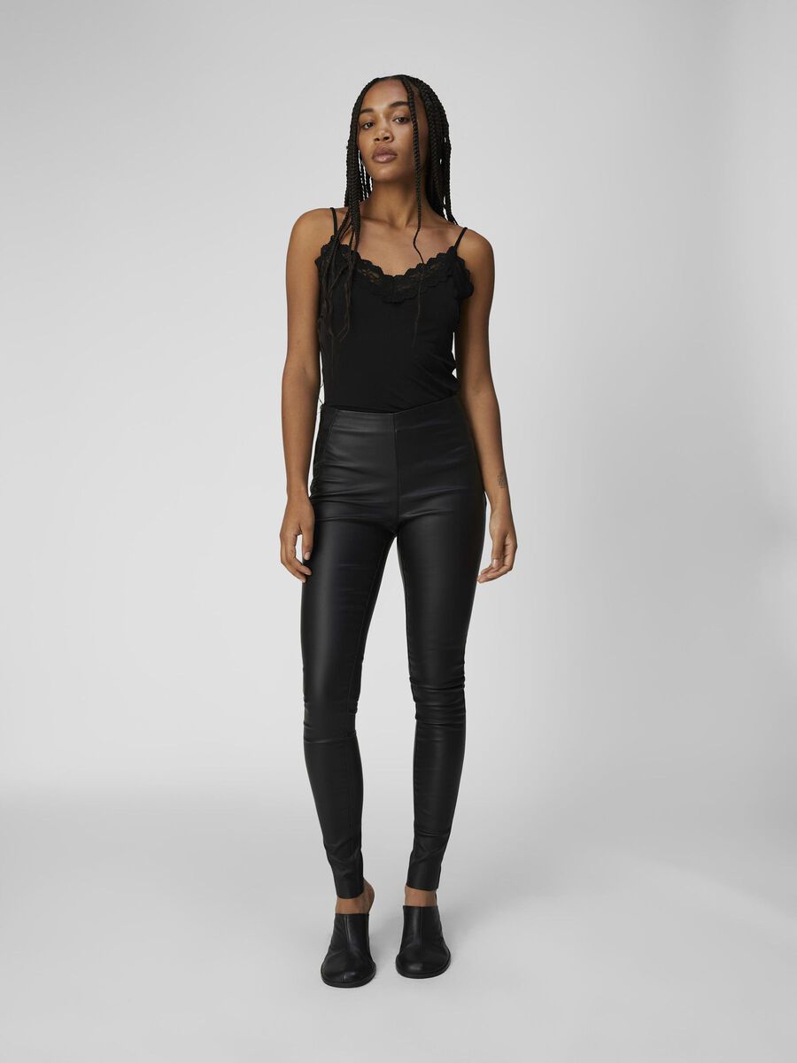 BELLE - Coated Leggings - Svart