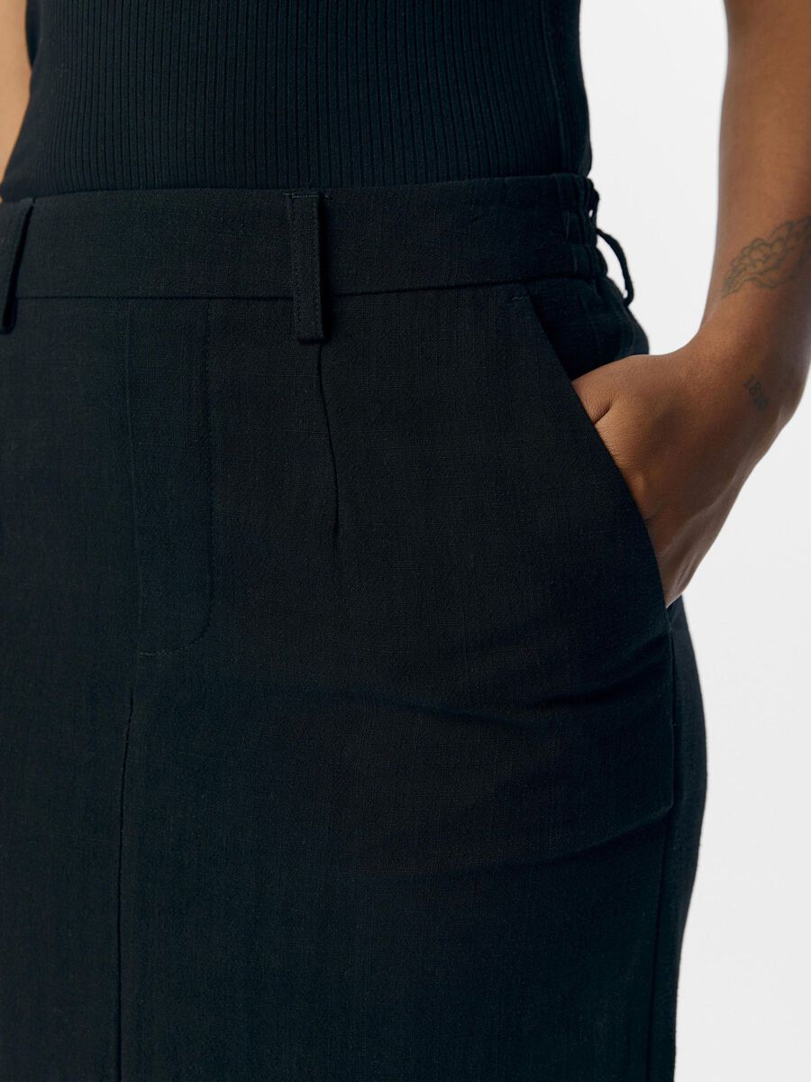 SANNE - Pennkjol i Linnemix - Black