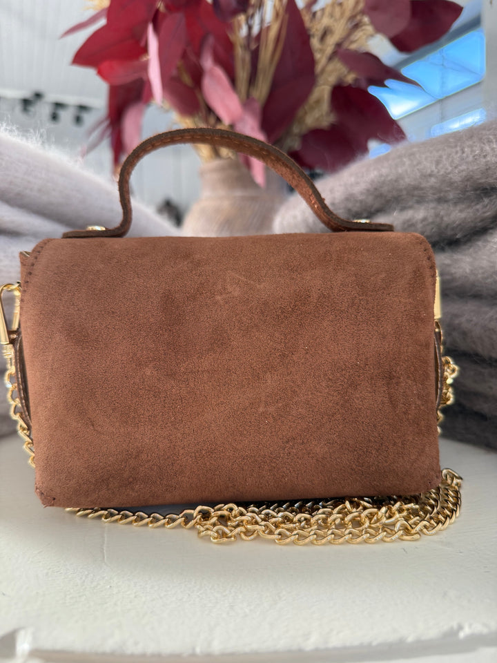MINI ARWEN - Liten mocka väska med bambu lås - Brown