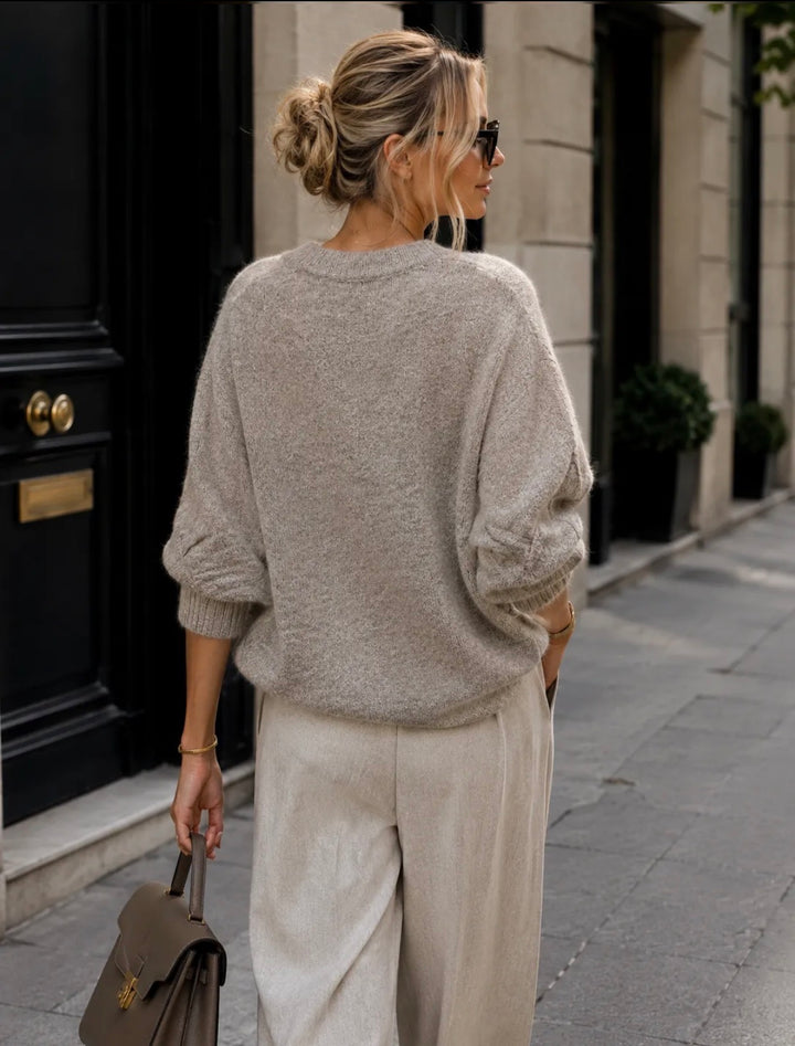 DELLA - Zip Knit Cardigan - Taupe