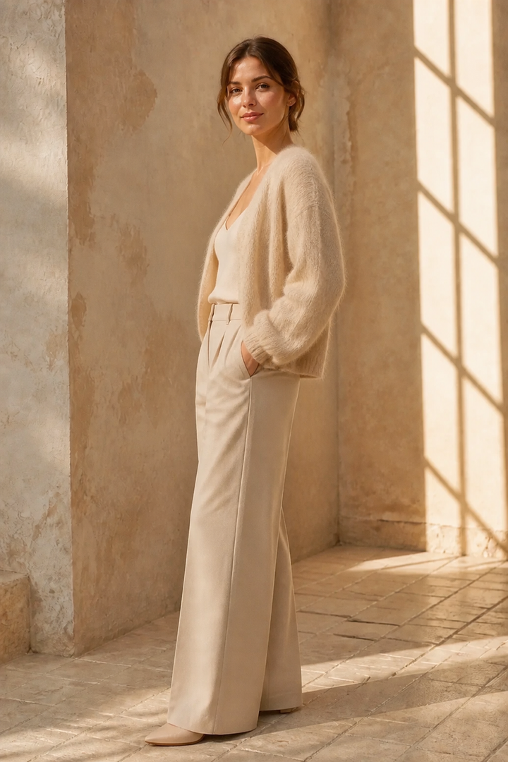Honey & Haze - Chloé Kid Mohair Cardigan - Beige