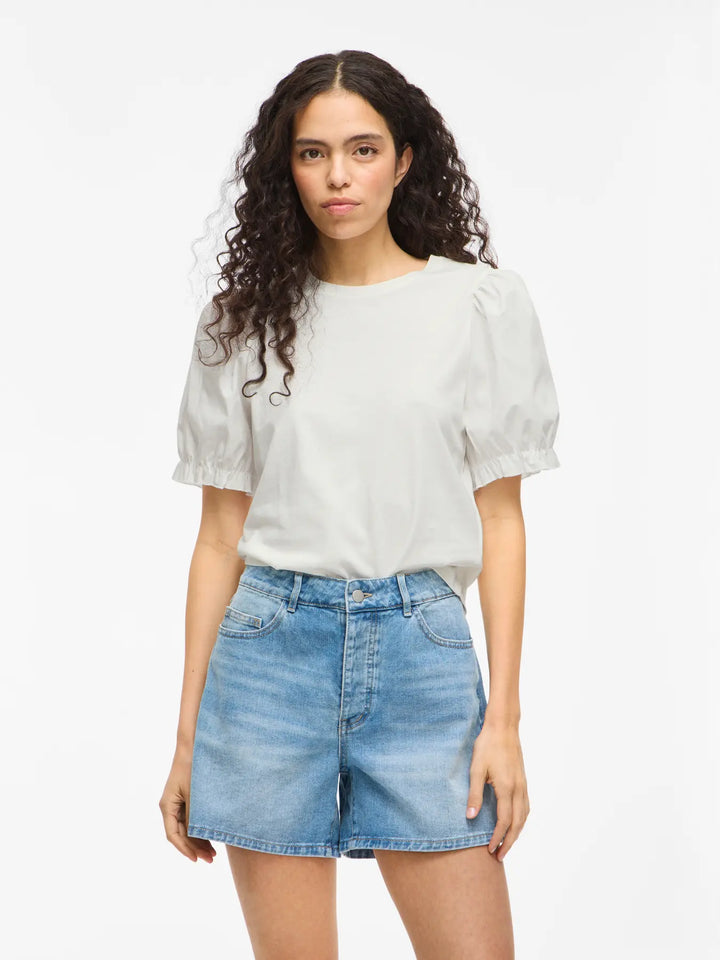 RIFA - T-Shirt med puffärm - Vit