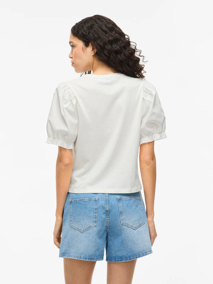 RIFA - T-Shirt med puffärm - Vit