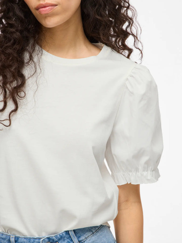 RIFA - T-Shirt med puffärm - Vit