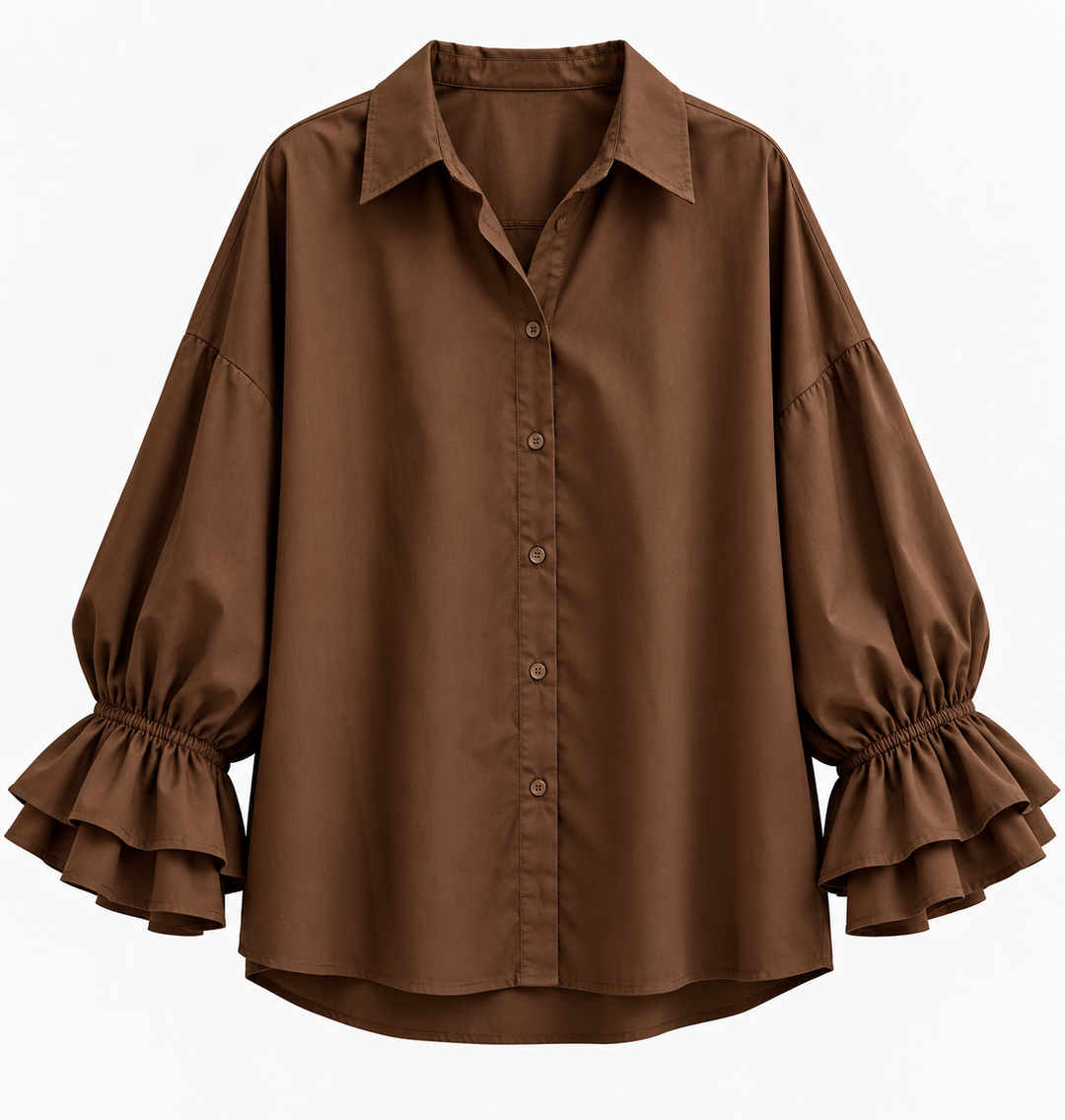Daisy - Oversized Shirt w ballon arm - Brown