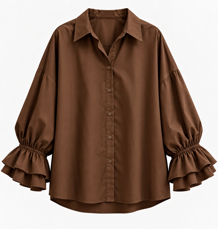 Daisy - Oversized Shirt w ballon arm - Brown