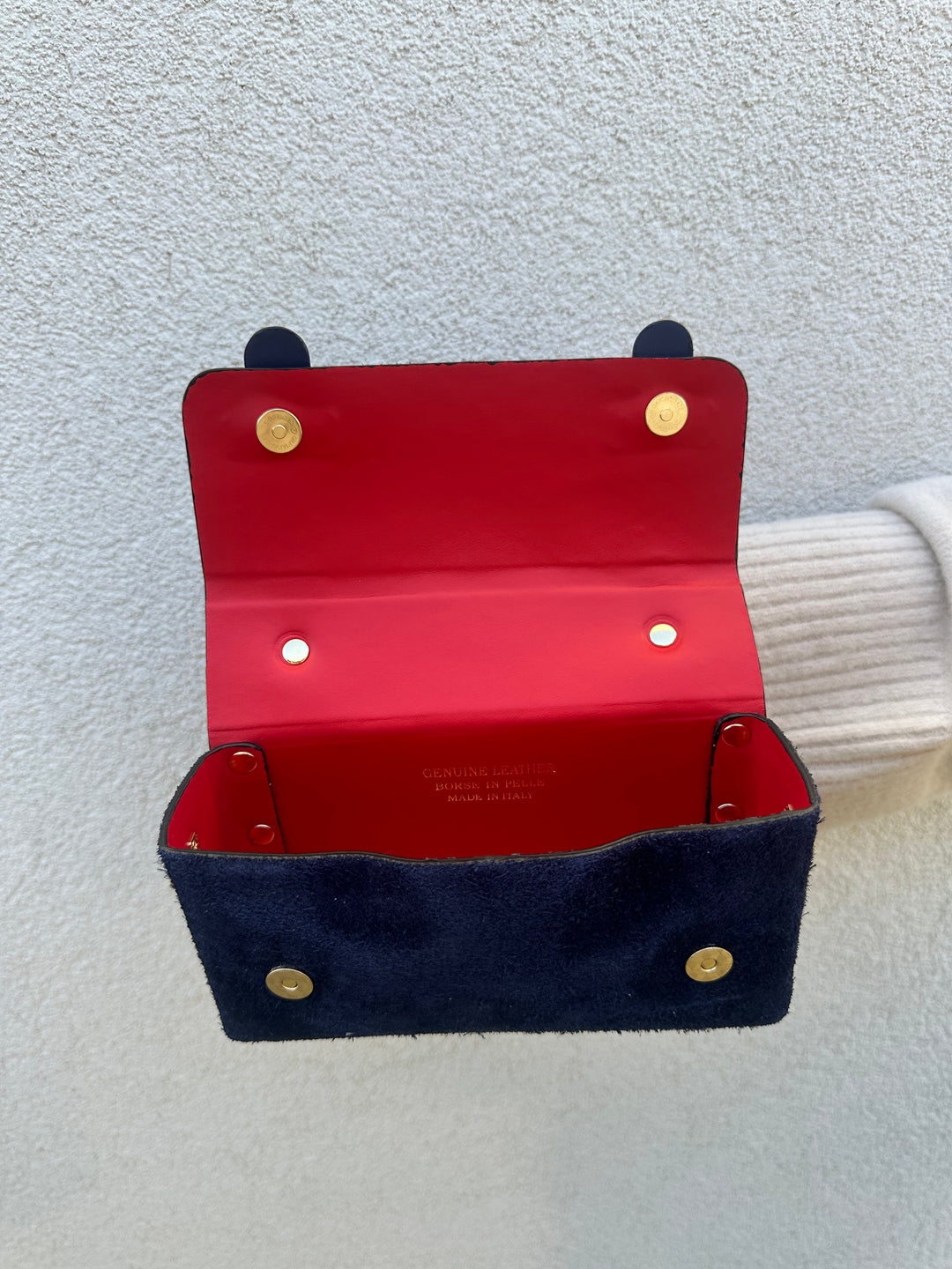 NANO - Liten väska i mocka och läder - Navy