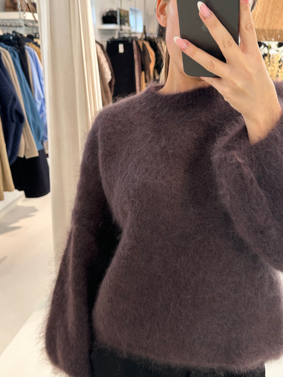 HARVEY - Fluffy Mohair Sweater - Dark Brown
