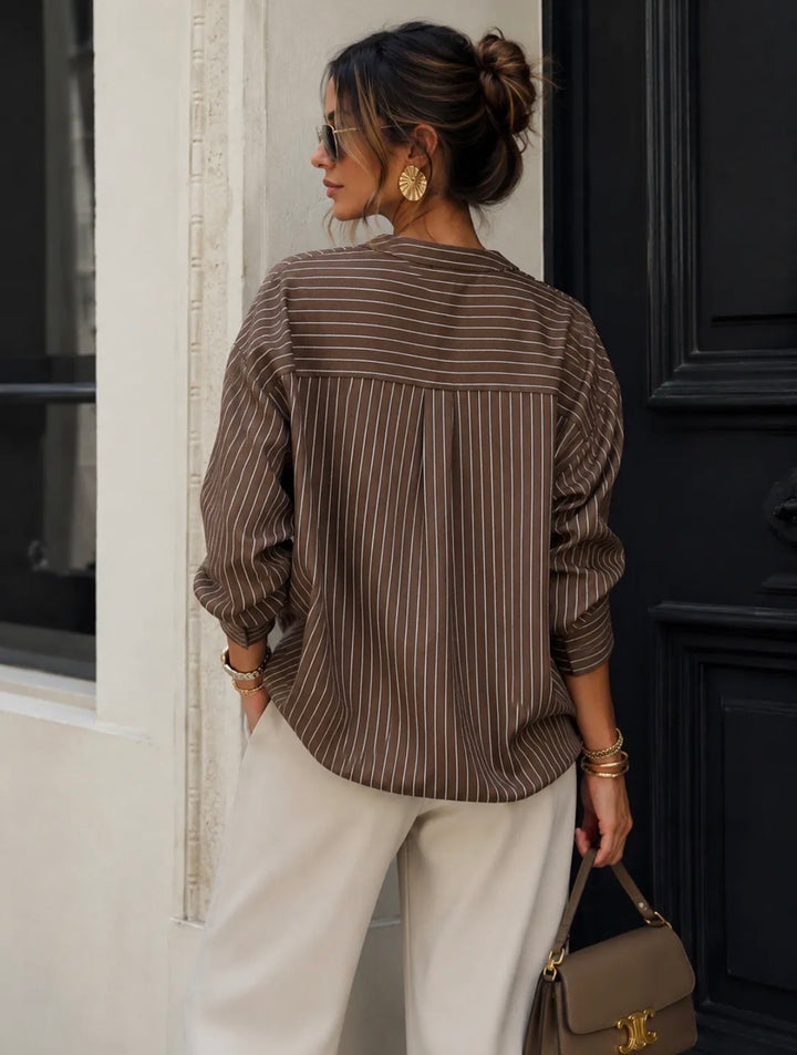 SAGA - Striped Shirt - Brown
