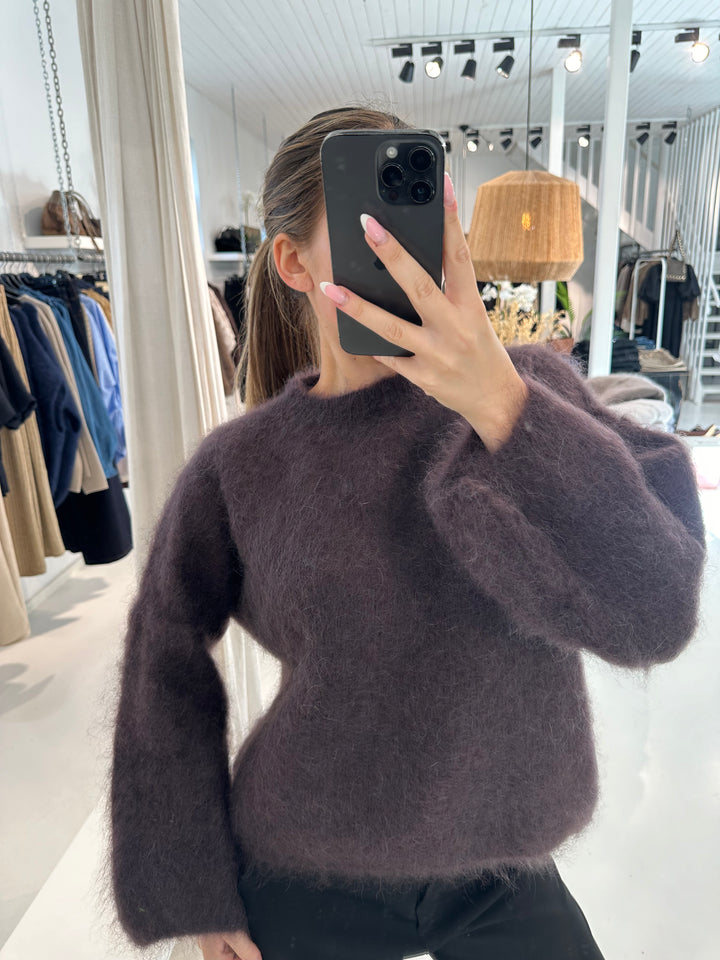 HARVEY - Fluffy Mohair Sweater - Dark Brown