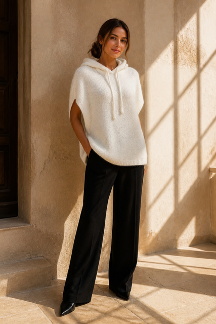 Honey & Haze - Zoé Mohair Hoodie Vest - Winter White