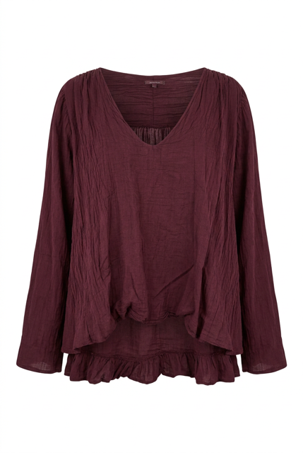 Honey & Haze - Kayla Cotton Balloon Blouse - Bordeaux