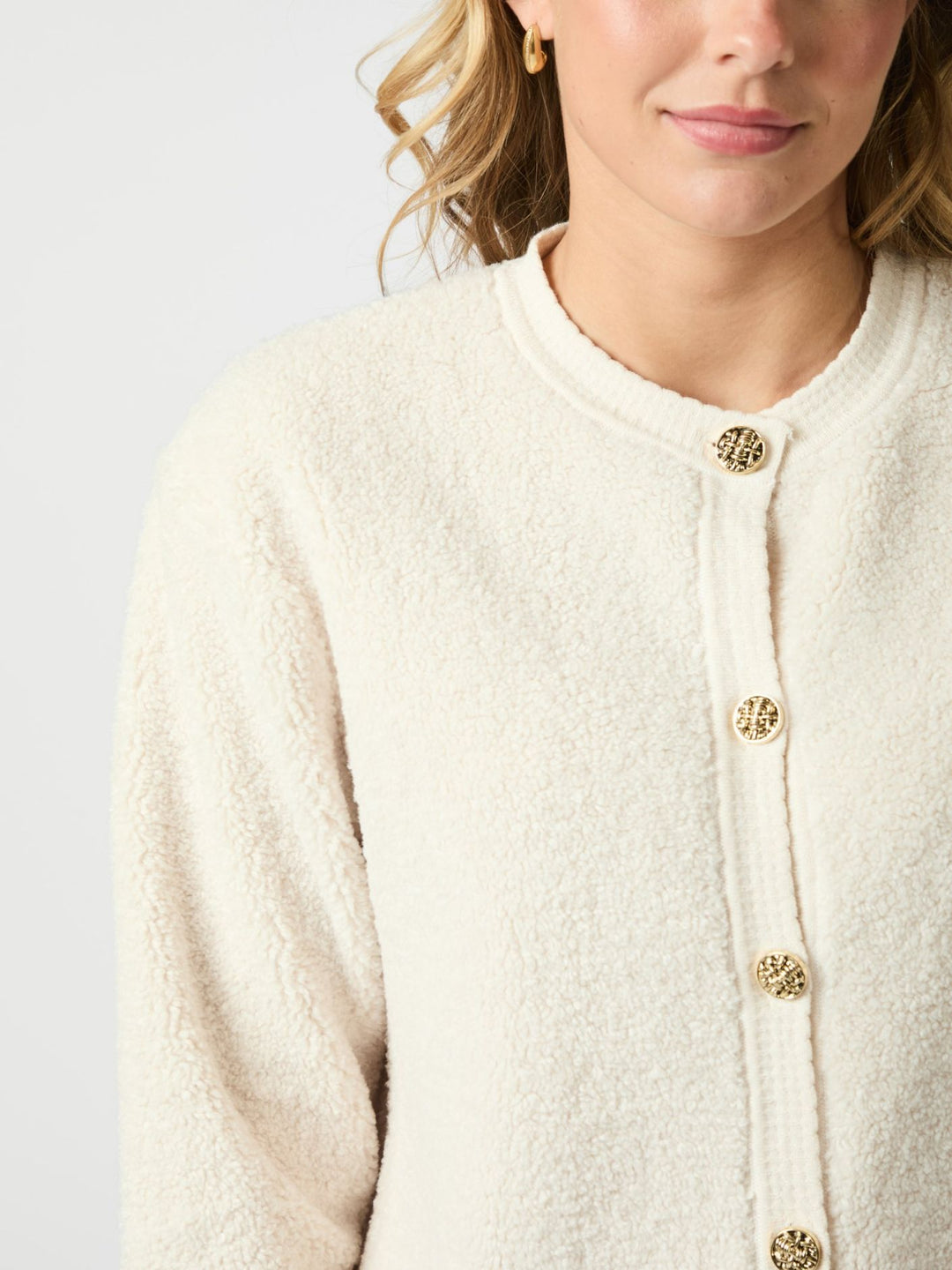 Neo Noir - Limo Fluffy Knit Cardigan - Cream