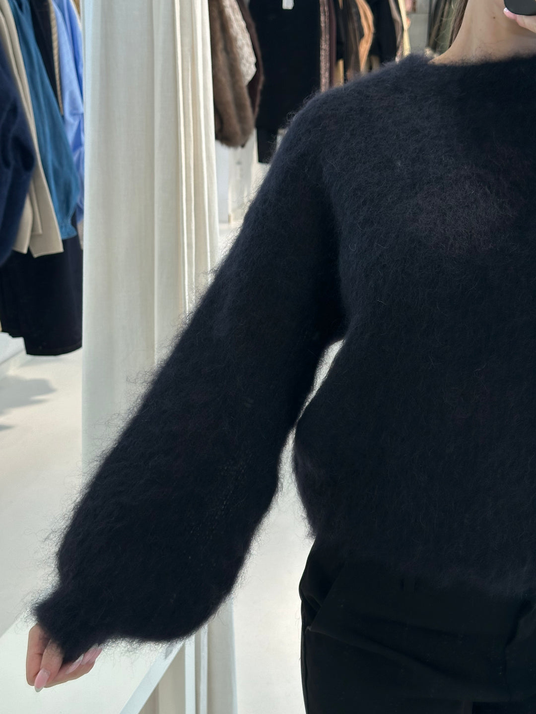 TRACY - Fluffy Mohair Jumper - Black