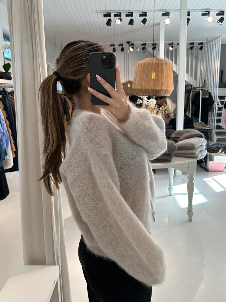 AMY - Fluffy Mohair Cardigan - Ivory