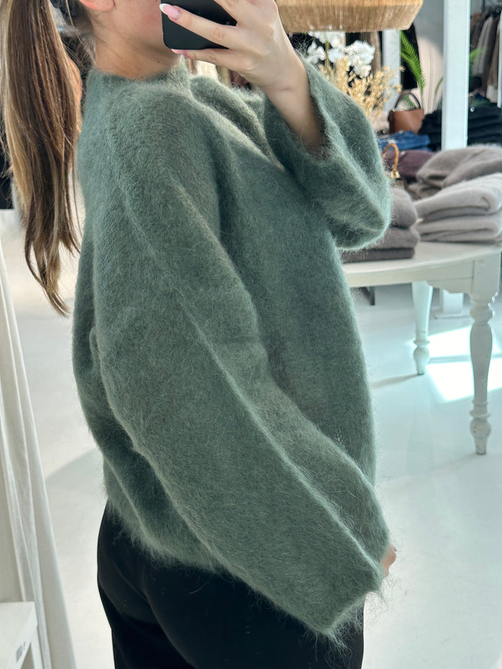 HARVEY - Fluffy Mohair Sweater - Kakhi