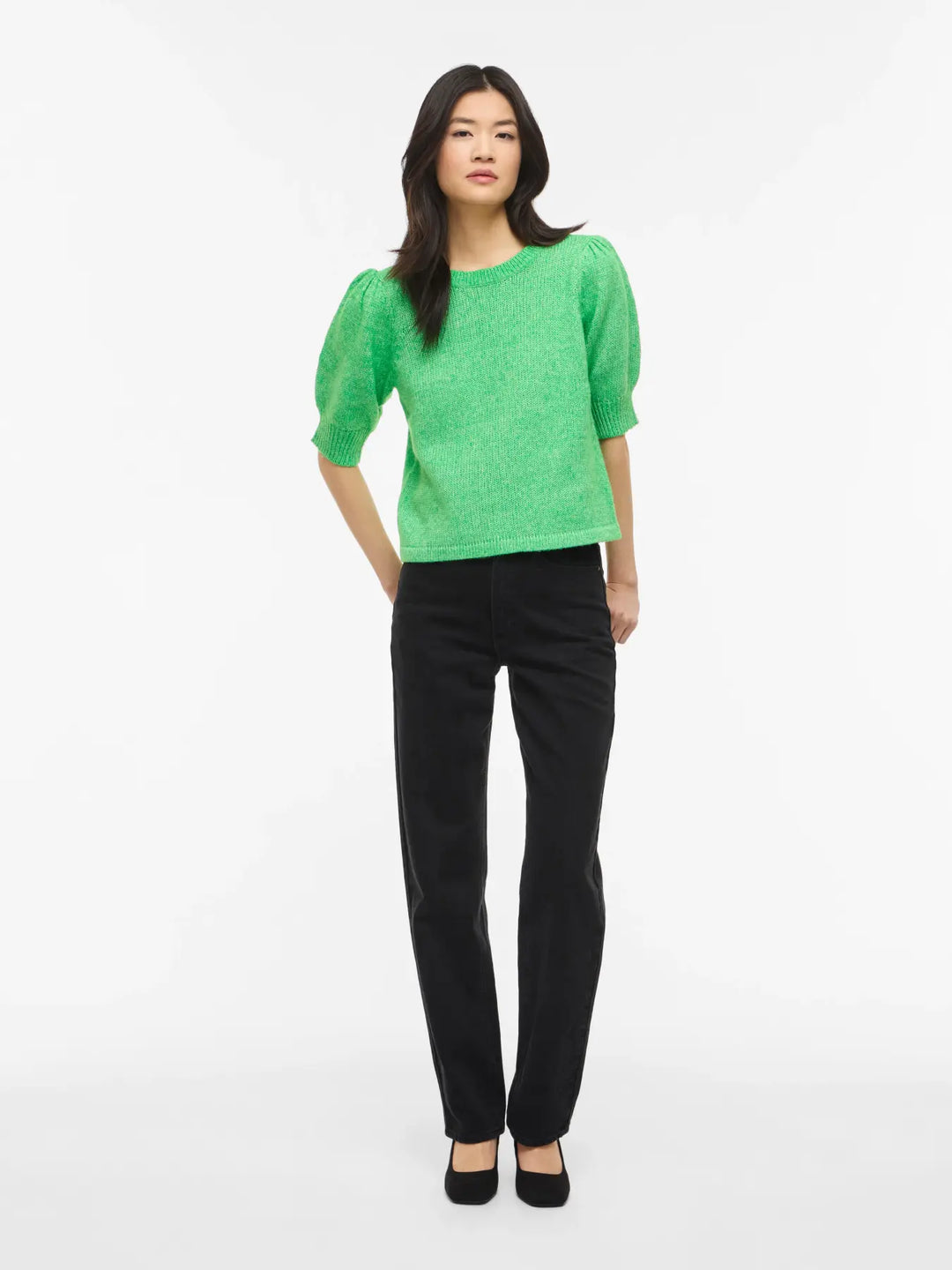 BIBBI - Short Knit Tee - Green Melange